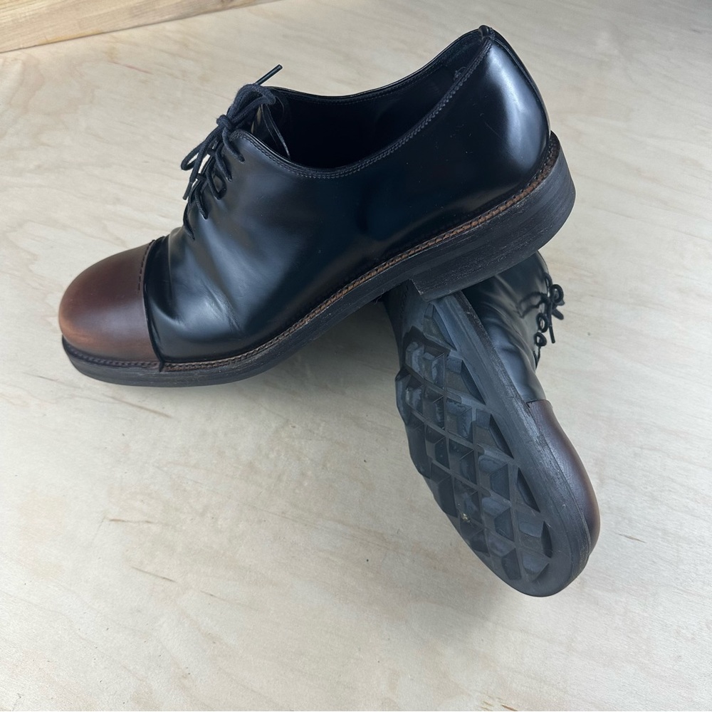 Prada black lace up shoe